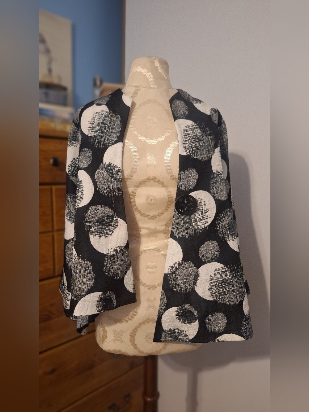 Joseph Ribkoff Asymmetrical Abstract Pattern Jacket - Picture 7 of 15